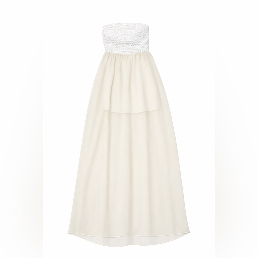 Arden B Strapless Lace High Low Dress Cream Formal Wedding XS